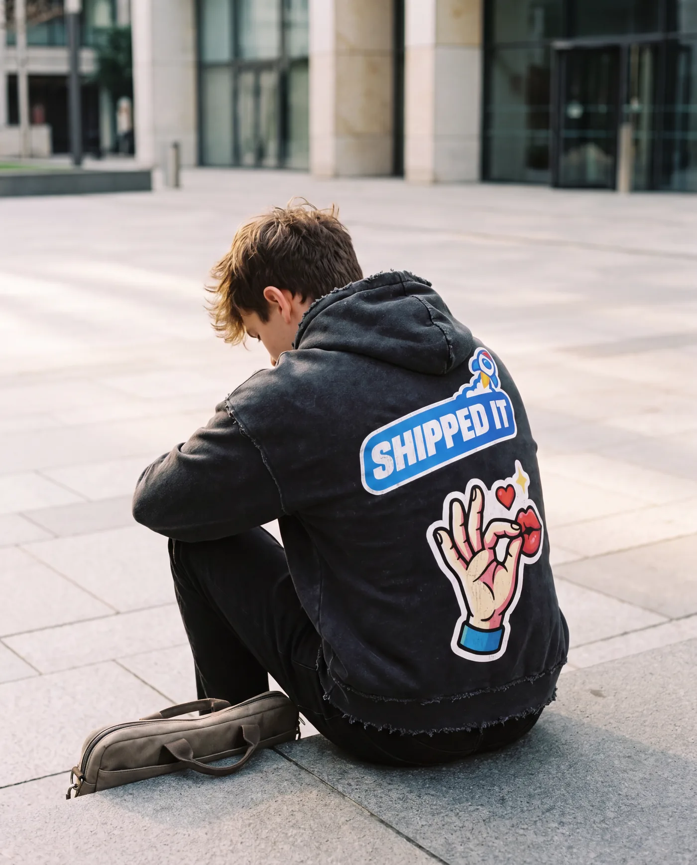 Shipped It hoodie worn by a model